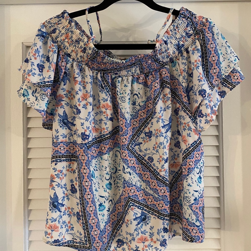 Cinched off the shoulder top